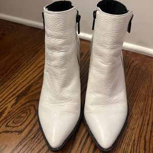 White Leather Ankle Boots